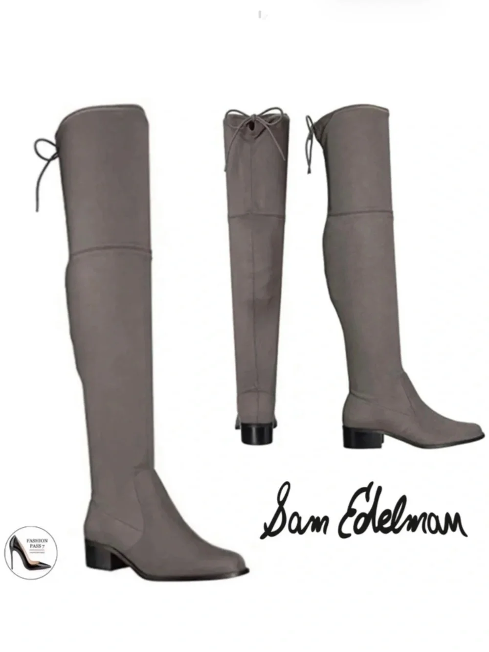 Circus by Sam Edelman Peyton Over the Knee Boots Block Heel Gray High Boots 7.5